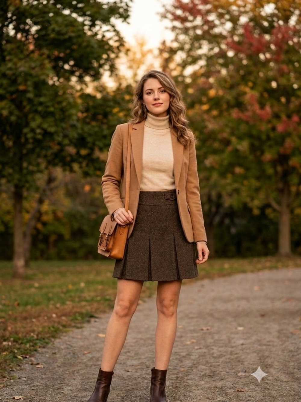 🍂🍁😍LOFT Brown Pleated Mini Skirt with Waist Buckle Size 4